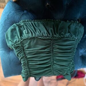 Free People Green Ruched Strapless Camisole
